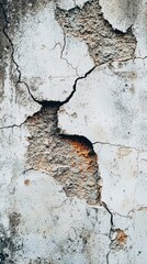 Poster - Silvery-gray cement wall showcases intricate details with subtle cracks, telling a unique story of aging and resilience. Examined closely, the textures and colors create a striking visual narrative