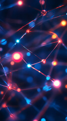 Fototapete - Interconnected points of light forming a complex network, symbolizing communication, technology, and the digital age