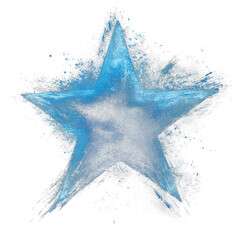 Poster - vibrant blue star with gradient brush effect stands out against transparency background, creating dynamic and artistic visual. splattered paint effect adds texture and depth to image