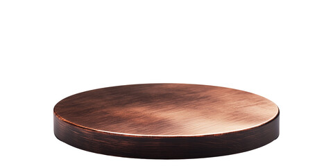 Poster - round bronze copper base is displayed isolated on transparency background, showcasing its metallic texture and smooth surface