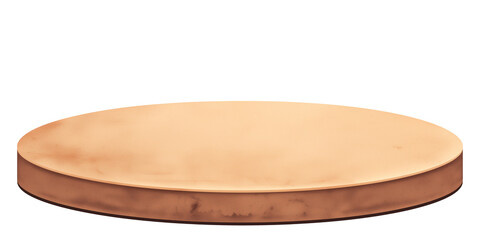 Poster - sandy tan terracotta oval base display with smooth surface, ideal for showcasing products or decorations. empty platform offers minimalist and elegant presentation