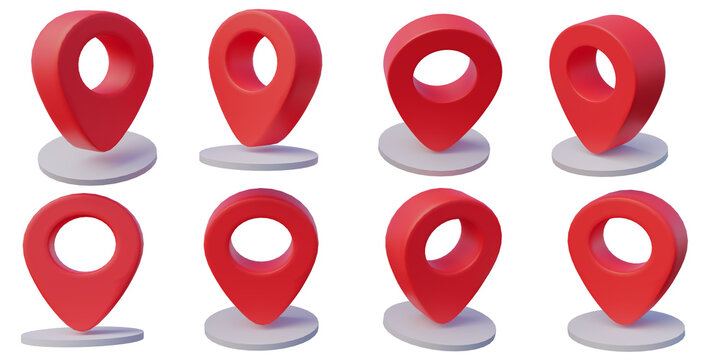 3d illustration map pointer rotation pin navigator or realistic gps pointer marker transparent background, 3d rendering