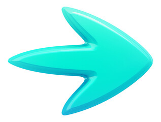 Poster - smooth, curved arrow in vibrant turquoise with glossy finish, isolated on transparency background. arrow sleek design and gradient color create modern and dynamic appearance
