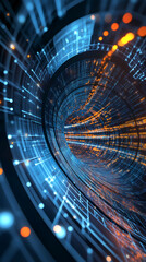 Aufkleber - Digital tunnel visualizing data flow, representing modern information technology network