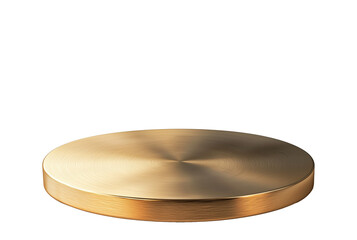 Poster - round gold brass base display is isolated on transparency background, showcasing its smooth and polished surface. metallic sheen and circular design make it ideal for elegant presentations