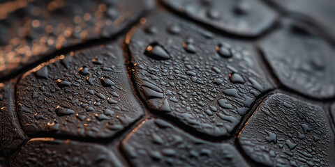 Poster - Close up macro shot of lizard skin texture with water droplets, highlighting intricate patterns and natural design
