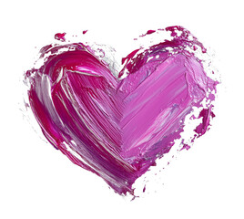 Aufkleber - vibrant magenta heart painted with artistic abstract strokes on transparency background, showcasing expressive brushwork and texture