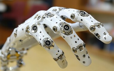 Poster - Intricate Robotic Hand Design: A Close-Up View of Advanced Mechanics