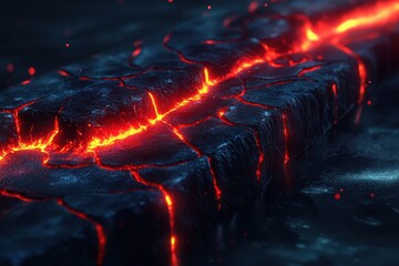 Poster - Fiery Molten Lava Flowing Through Cracked Earth