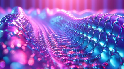 Aufkleber - Abstract Undulating Surface with Neon Lights and Chainmail Pattern