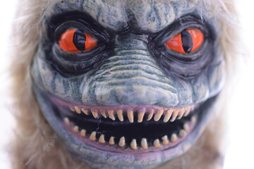 Aufkleber - A detailed view of a frightening mask, great for horror-themed projects or Halloween decorations.