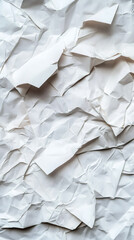 Poster - Crumpled white wrapping paper creating textured surface with intricate folds, serving as minimalist graphic design element