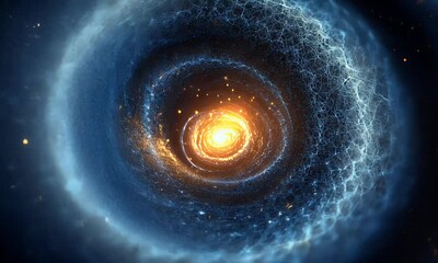 Wall Mural - A mesmerizing spiral galaxy with glowing stars and cosmic dust swirling in a vast universe, evoking wonder and exploration