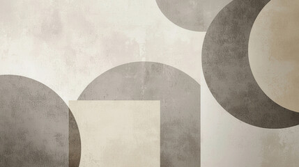 Aufkleber - Abstract Geometric Design with Muted Shapes in Soft Tone Colors for Modern Aesthetics