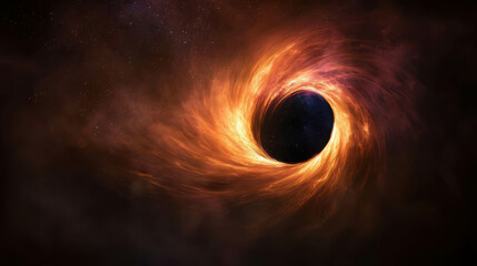 Wall Mural - Ethereal View of a Black Hole with Cosmic Fields and Vibrant Energy Surrounding It