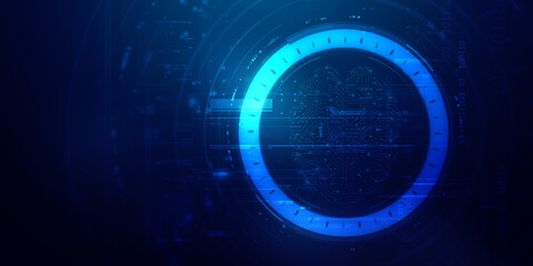 Poster - 2d illustration abstract futuristic electronic circuit technology background