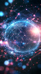 Leinwandbilder - Digital network lines circling globe, representing global connectivity and seamless international data transmission