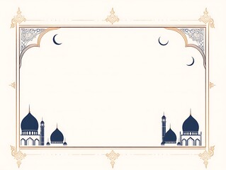 Wall Mural - Elegant Islamic Mosque Design Featuring Crescents and Ornate Frame