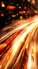 Aufkleber - Light trails and bokeh effect creating a dynamic and vibrant abstract background with a warm color palette