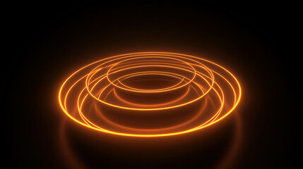 Poster - Soft Orange Glowing Rings Radiating Light on a Solid Dark Background
