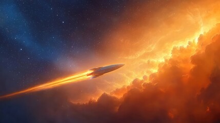 Poster - Epic space adventure spaceship traversing the galaxy cosmic backdrop digital art side angle view