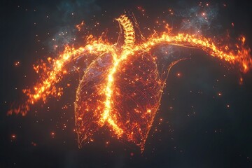 Poster - Fiery Heart Embers Abstract Cosmic Composition
