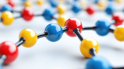 Poster - Vibrant Molecular Structure: Colorful Spheres and Rods Representing Atoms and Bonds in a Complex Chemical Compound