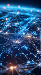 Leinwandbilder - Digital network lines circling global Earth, representing worldwide data transmission and interconnected communication technology