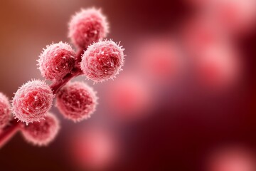 Poster - Detailed view of colorful microscopic bacteria captured through a scientific lens reveals the unique structures of probiotics and oral bacteria in vivid clarity