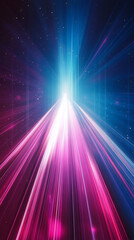 Aufkleber - Light streaks in pink, blue converging toward starry center, forming dynamic cosmic perspective against dark background