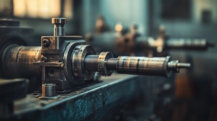 Wall Mural - Factory Machine Closeup Industrial Shaft, Gears, Workshop, Manufacturing, Metalworking