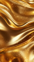 Poster - luxurious golden silk fabric flowing and sparkling with golden glitter particles, creating a glamoro