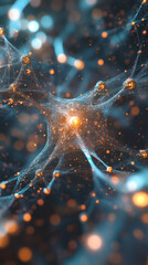 Aufkleber - Complex network of interconnected nodes emitting a bright light, symbolizing the intricate workings of a neural network