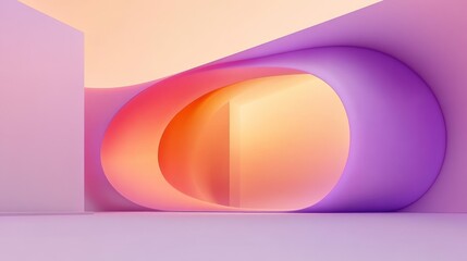 Abstract pastel corridor interior design, 3D render