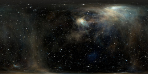Wall Mural - 360 degree space nebula. giant interstellar cloud with stars, equirectangular projection, environmen