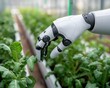 ©  Green Creator - AIpowered robotic farmers tending crops in a futuristic greenhouse, green technology, precision agriculture