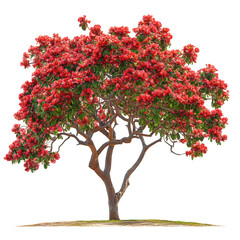 vibrant coral tree with bright red flowers and thorny trunk, showcasing nature beauty and resilience