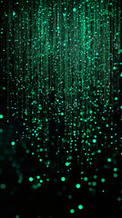 Aufkleber - Abstract background with green particles falling and creating a curtain effect, suitable for technology or festive concepts