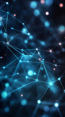 Aufkleber - Complex network forming connections with glowing nodes and lines, representing data flow, communication or artificial intelligence