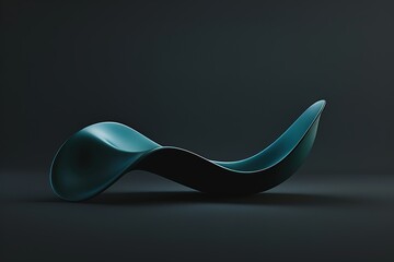 Poster - A blue object with a curved shape is on a dark background