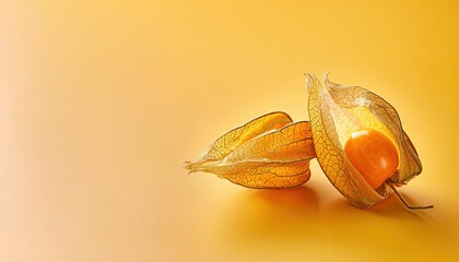 Wall Mural - Physalis on a yellow background 