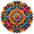 © nahidsultana - Bright and Vibrant Rangoli Art Intricate Floral Patterns in Circular Design