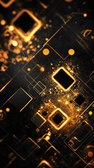 Leinwandbilder - Golden illumination radiating across electronic circuitry, revealing technological elegance