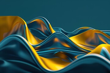 Poster - a blue and yellow wave of fabric