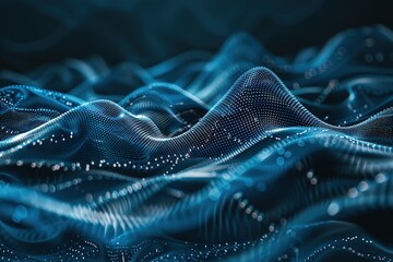 Poster - a blue wave with a lot of dots on it