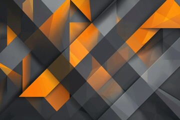 Poster - a black and orange abstract design with a lot of triangles