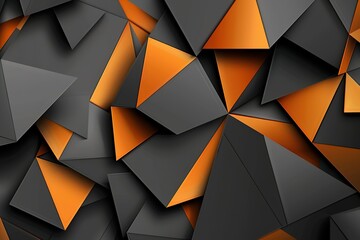Poster - a black and orange abstract design with triangles