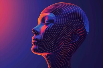 Poster - A woman's face is shown in a blue and purple background