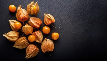 Wall Mural - Physalis on a black background 