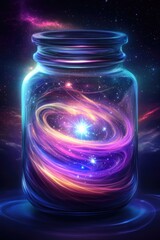 Poster - Cosmic swirl in a jar fantasy realm digital art vibrant universe close-up imagination unleashed
